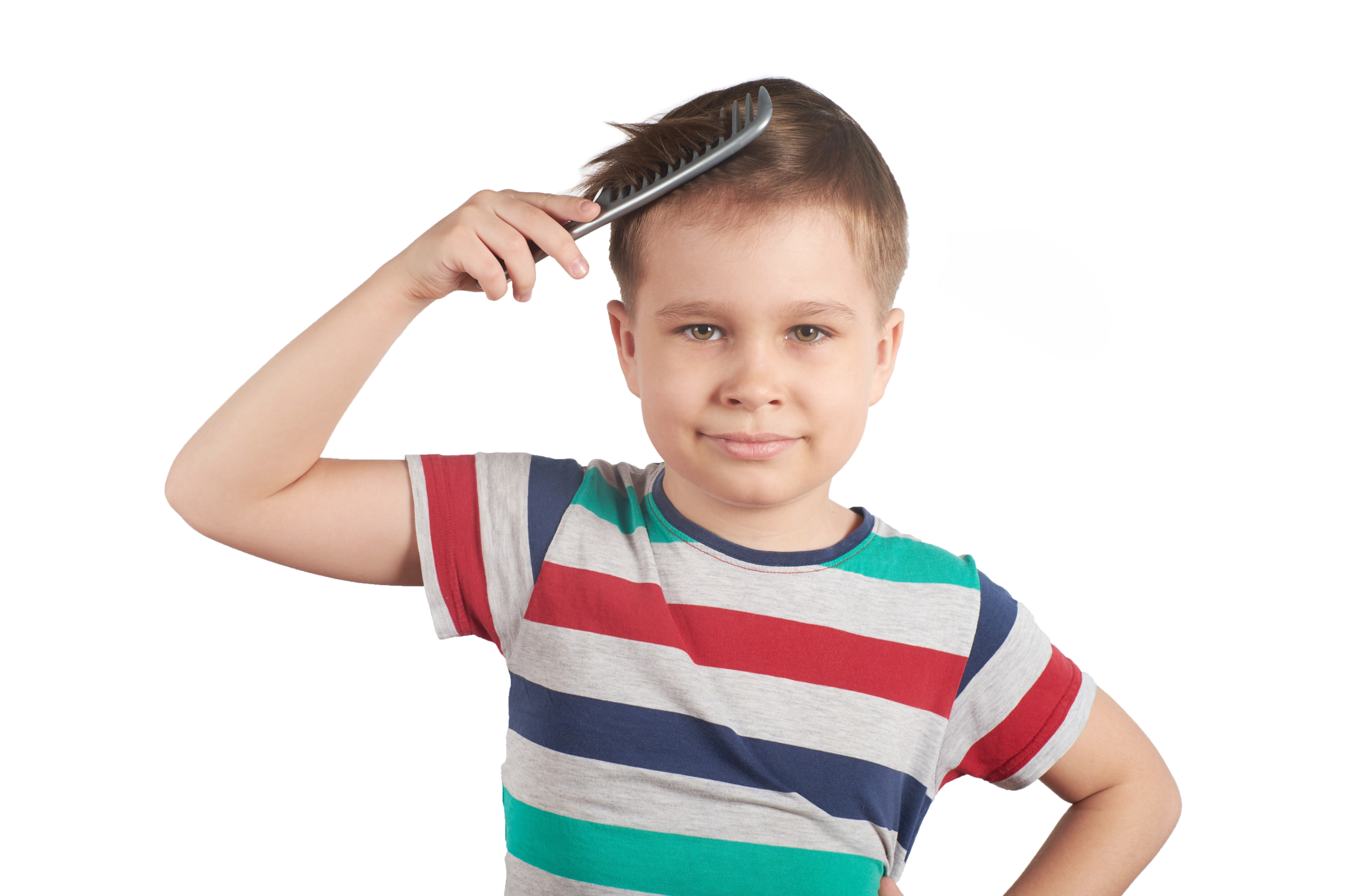 Little Boy Combing Hair
